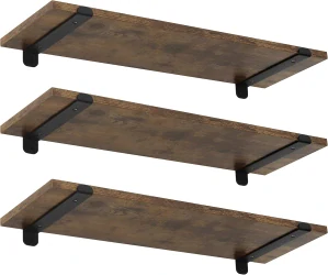 EUGAD Sada 3 plovoucích nástěnných polic Dřevo 60x7x20cm 
