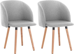 WOLTU BH120hgr-2 Jídelní židle Kuchyňská židle Čalouněný lněný sedák, světle šedá