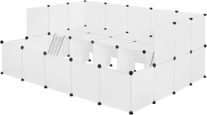 EUGAD Venkovní výběh pro králíky,Bílý, Š 181 x 72 x 145 cm