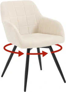 Otočná jídelní židle WOLTU, sametově polstrovaná ergonomická kuchyňská židle s kovovými nohami