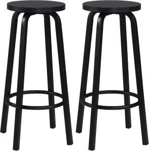 Barové židle WOLTU, sada 2 ks, černé, MDF, nohy kov