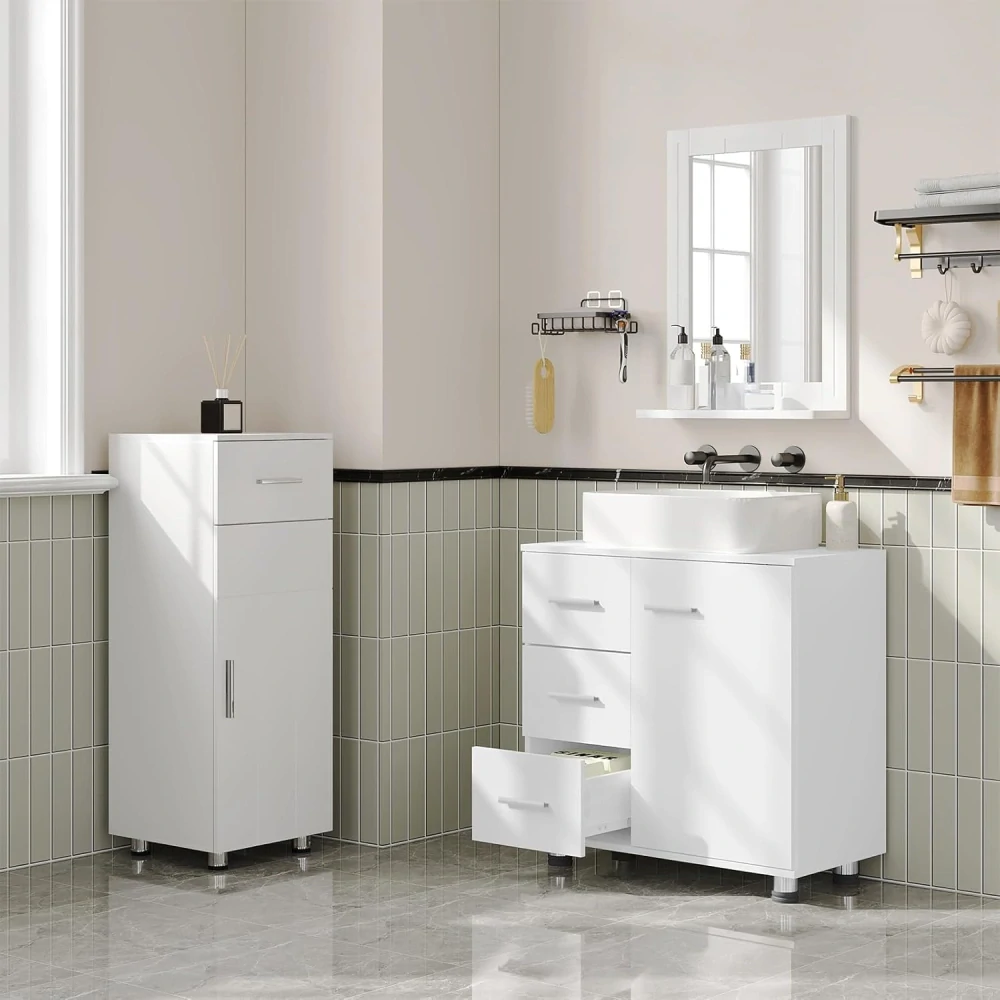 EUGAD koupelnová skříňka se 3 zásuvkami, 60 x 59,5 x 30 cm