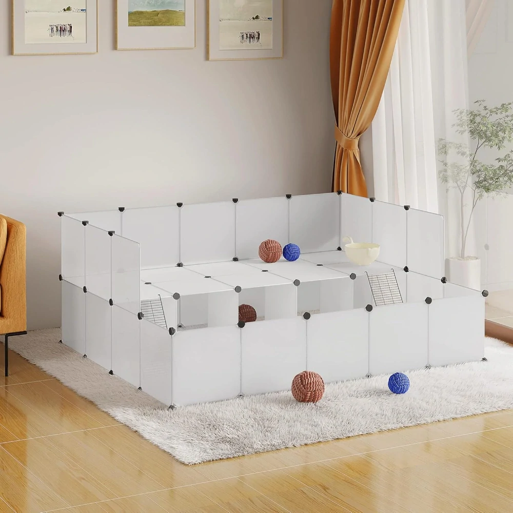 EUGAD Venkovní výběh pro králíky,Bílý, Š 181 x 72 x 145 cm