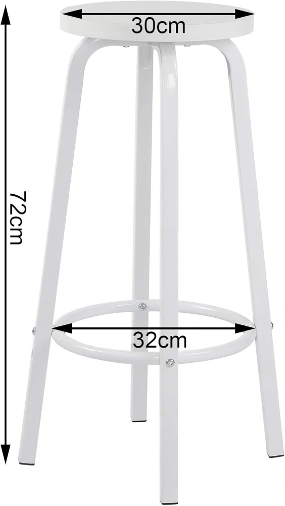 WOLTU sada 2 barových židle z MDF a kovu Kulatý sedák Bílé