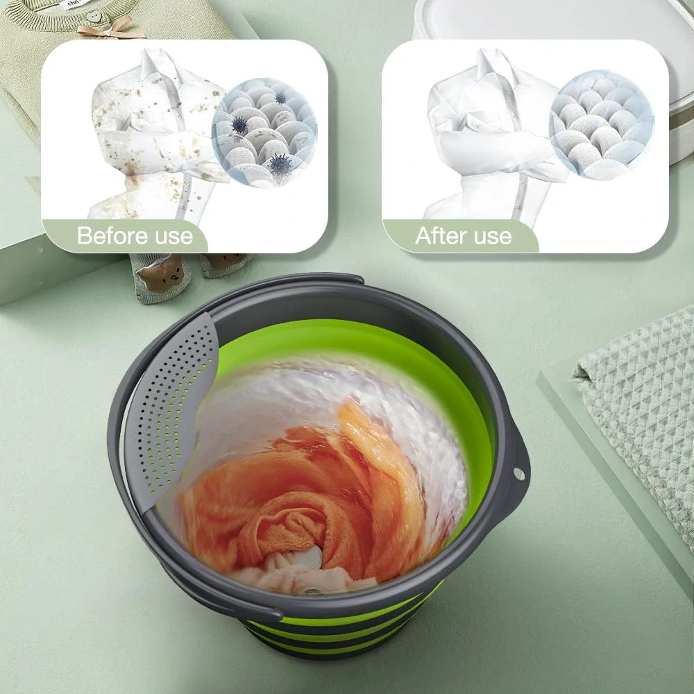 Mini pračka skládací, přenosná skládací vana na prádlo 10 litrů