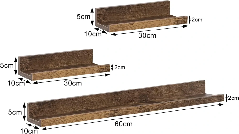 WOLTU RG9491hov Nástěnné police Sada 3 plovoucích polic