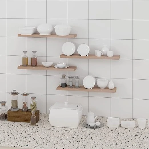 EUGAD 0114QJ nástěnná police, police na knihy 40 x 23 x 3,8 cm, žlutý dub