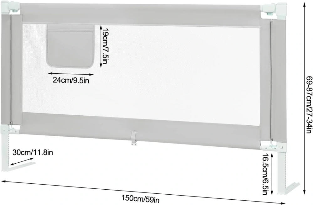 WOLTU zábradlí na postel, 150 cm