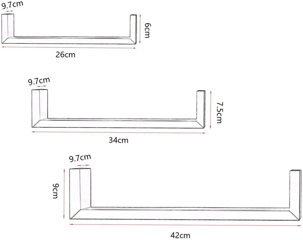 WOLTU Sada 3 nástěnných polic