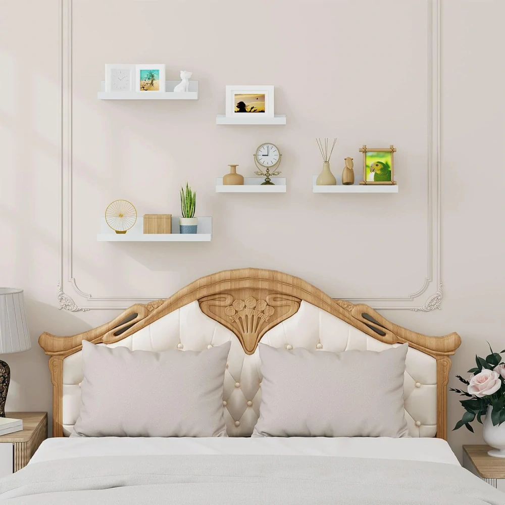 Nástěnné police EUGAD, sada 5 kusů, plovoucí police, bílá