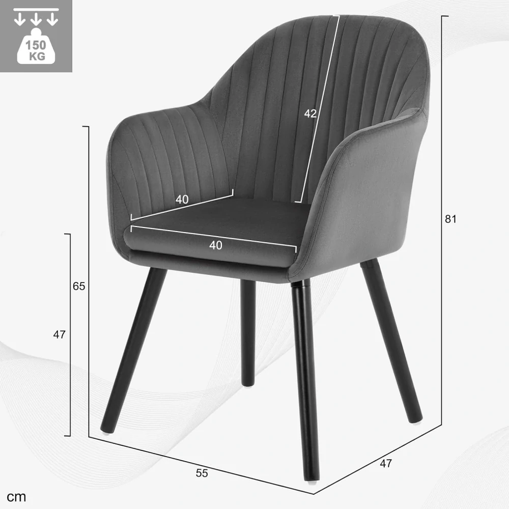 WOLTU Sada 2 tmavě šedých sametových sedáků