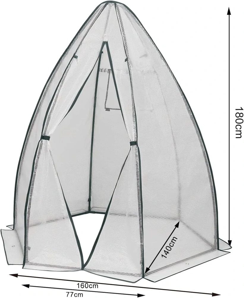 WOLTU skleník fóliový skleník 160 x 180 cm, PE poloprůhledný skleník na rajčata, zimní ochrana