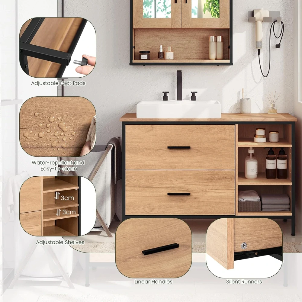 EUGAD skříňka pod umyvadlo, 90x60x30 cm