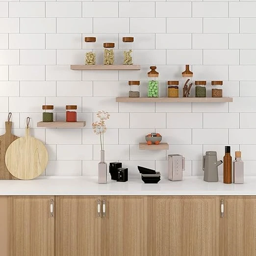 EUGAD 0114QJ nástěnná police, police na knihy 40 x 23 x 3,8 cm, žlutý dub