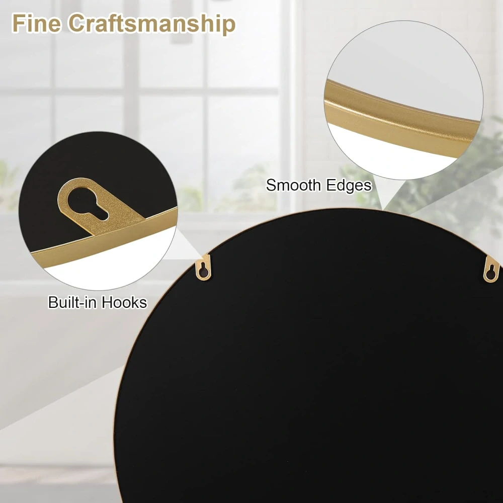 Nástěnné zrcadlo WOLTU φ 50 cm s rámem Gloden