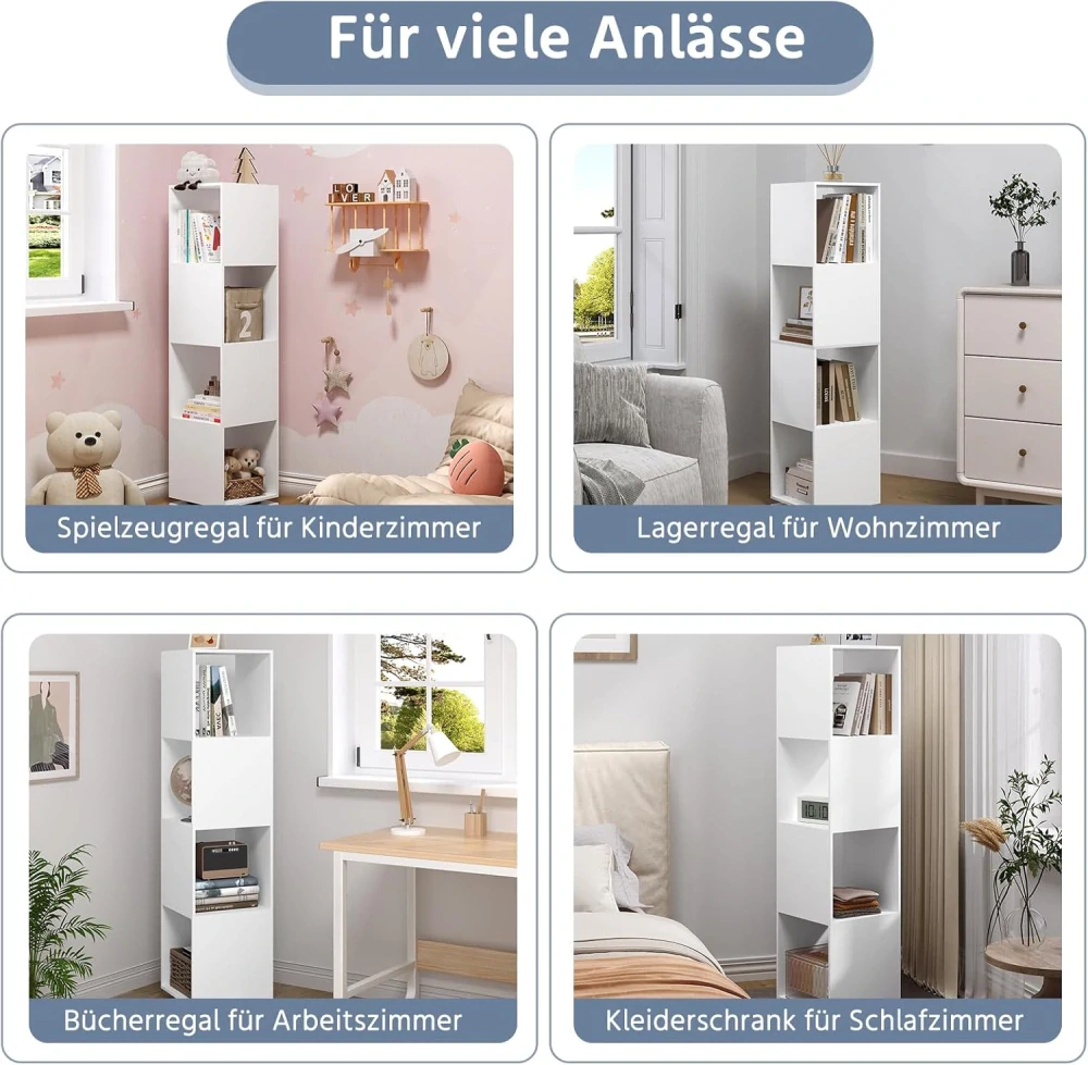 EUGAD otočná police, otočná knihovna se 4 úrovněmi,