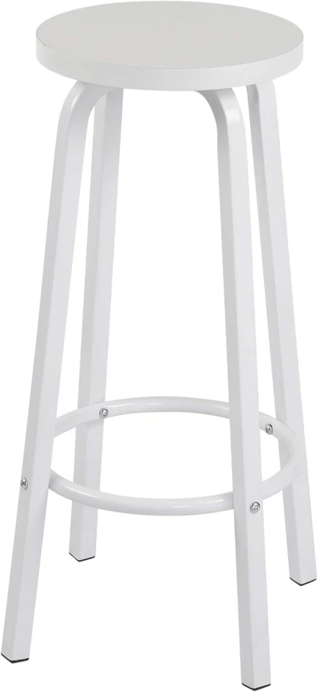 WOLTU sada 2 barových židle z MDF a kovu Kulatý sedák Bílé