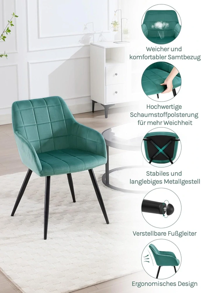Jídelní židle WOLTU® BH93ts-1, Kuchyňská židle, Čalouněná židle