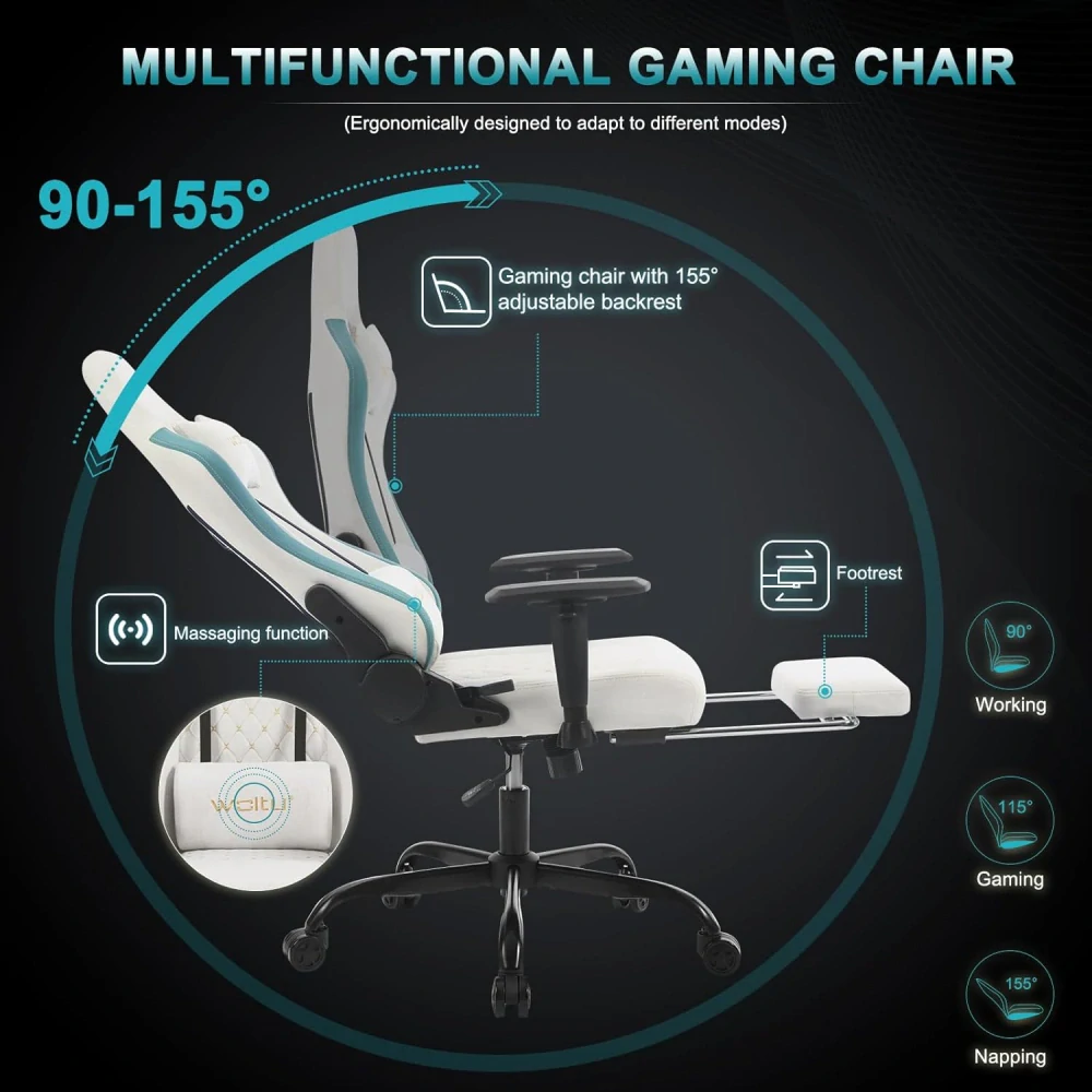 Herní židle WOLTU s masážním přístrojem, ergonomická kancelářská židle