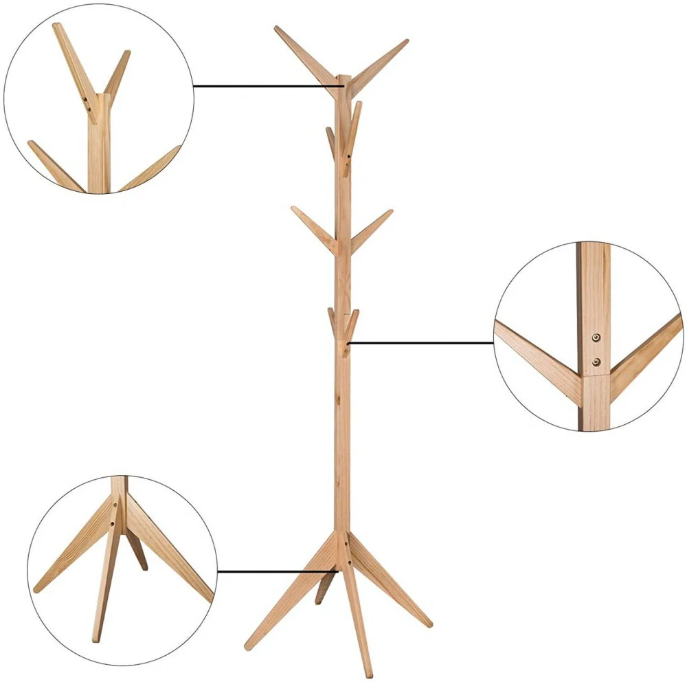 Věšák na oblečení WOLTU, věšák na kabáty s 8 háčky a věšákem
