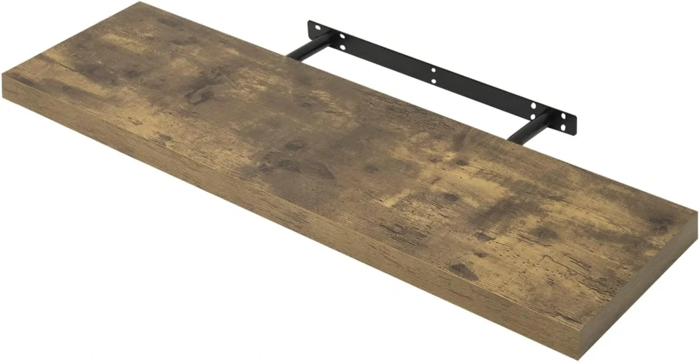 WOLTU RG9369hov Nástěnná police Závěsná plovoucí police na CD DVD 70 x 23 x 8,8 cm Hnědá